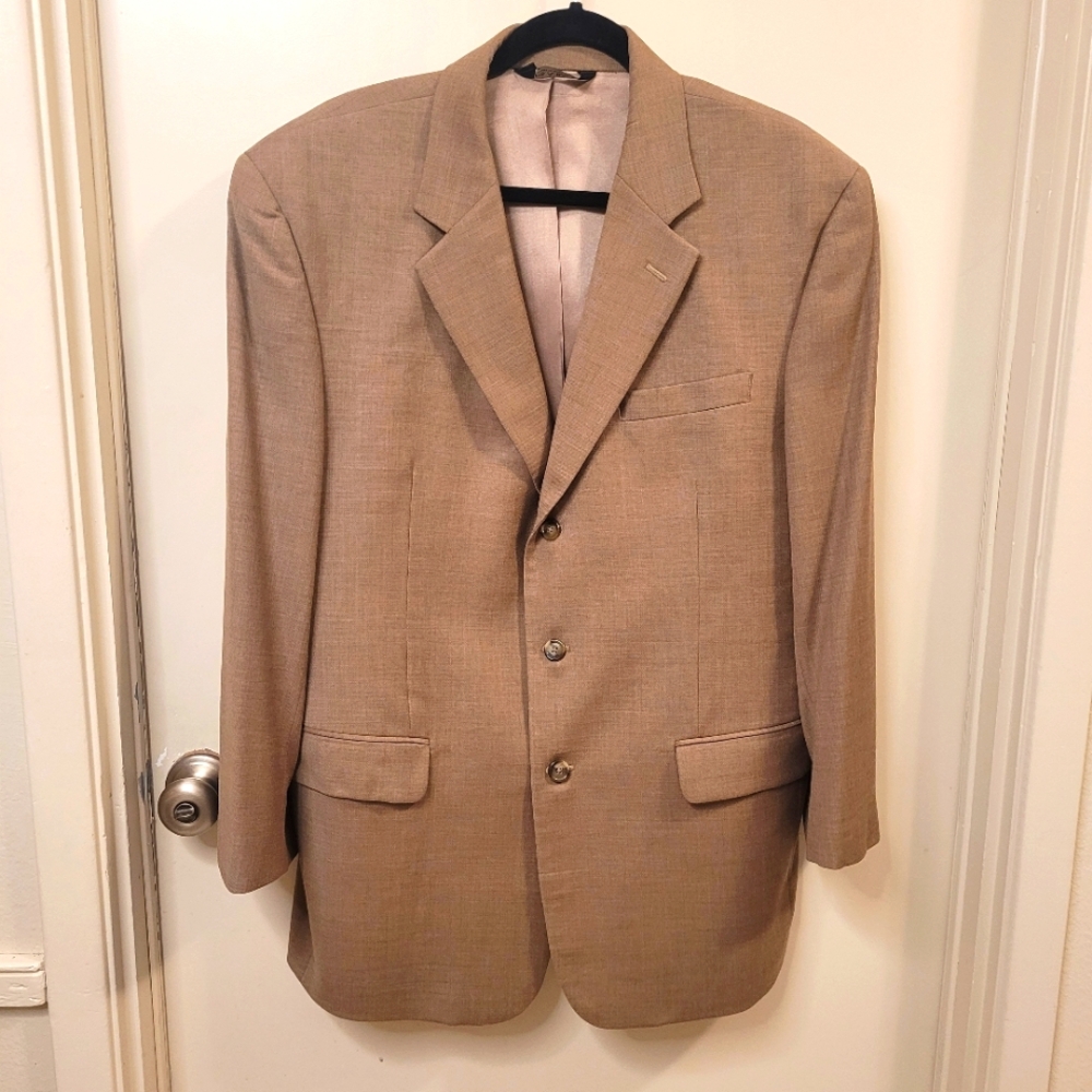 Jos. A. Bank Sport Coat Men's Size 44R Tan 100% Wool, Linen Look EUC